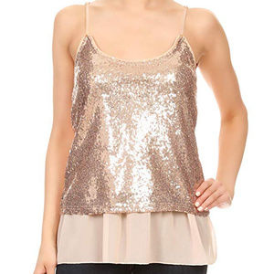 Anna Kaci Pink Sequence Camisole